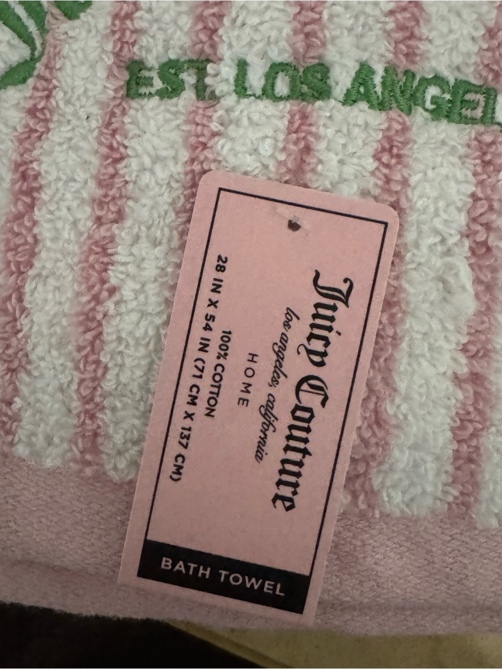 Juicy Couture Pink & Green Striped Towel Set NEW - Picture 5 of 8